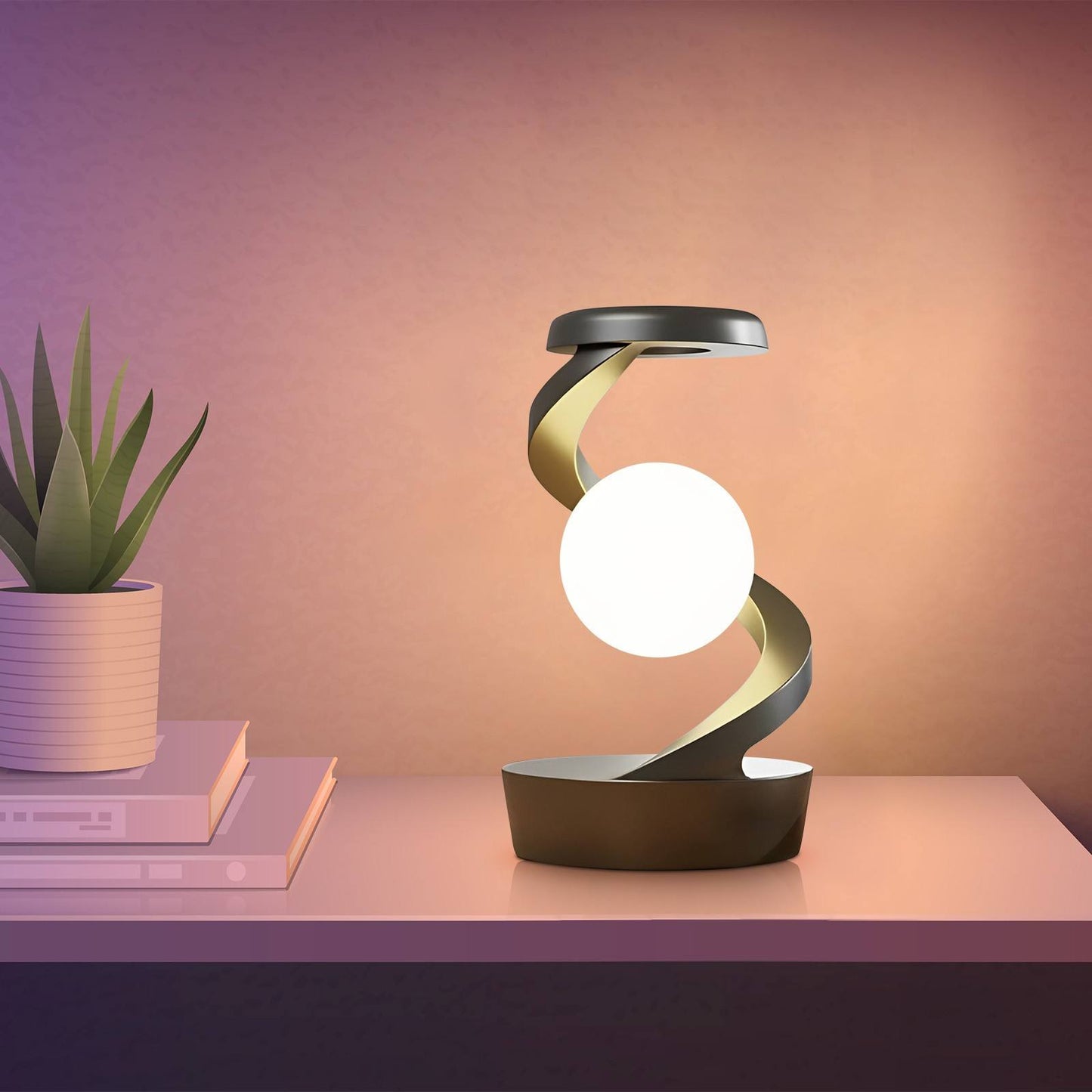 Rotating Moon Desk Lamp with Phone Wireless Charging