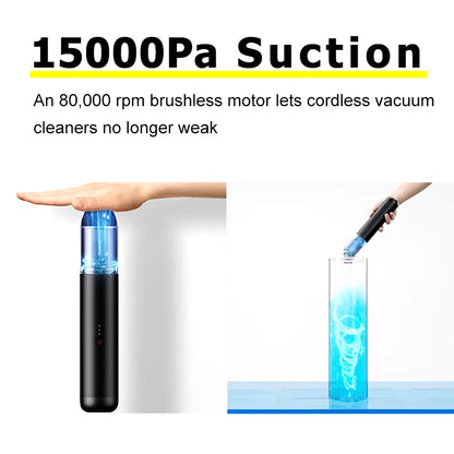 15000Pa Car Vacuum Cleaner Wireless Mini Car Cleaning Handheld Vacum Cleaner W LED Light for Car Interior Cleaner